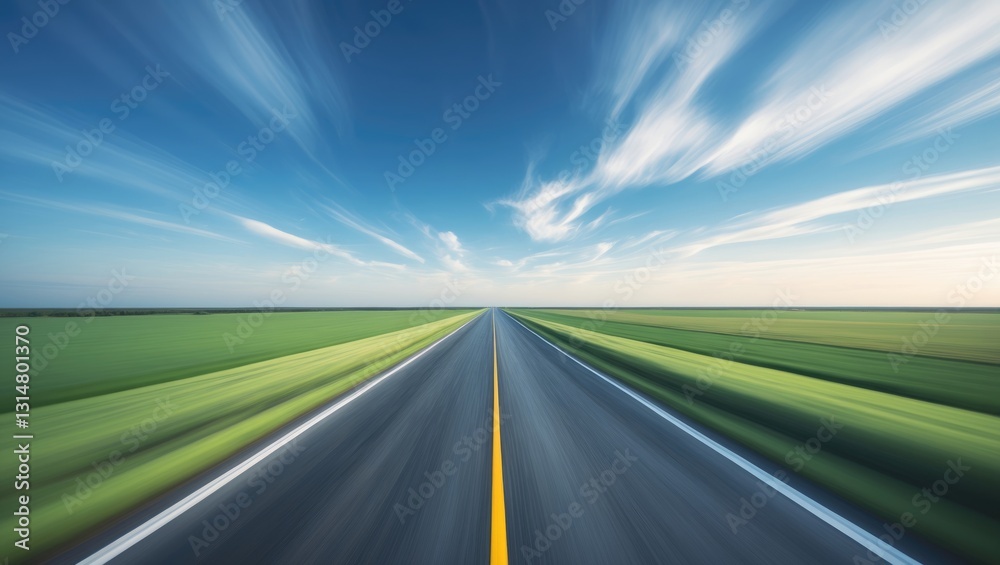 A wide, open road extends toward the horizon, bordered by green fields and a clear blue sky. The image conveys a feeling of freedom and limitless possibilities. A wide, open road extends toward the horizon, bordered by green fields and a clear blue sky. The image conveys a feeling of freedom and limitless possibilities.