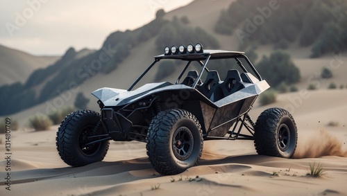 dune buggy all-terrain vehicle. Land vehicle. Extreme sport theme, outdoor auto racing. Low polygon wireframe mesh