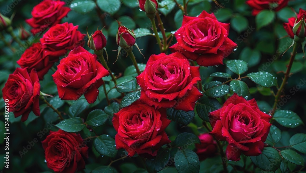 Obraz premium red rose garden section two