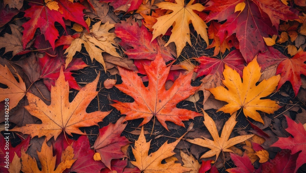 Background of red and orange autumn leaves. Outdoor. Space for text. Background of red and orange autumn leaves. Outdoor. Space for text.