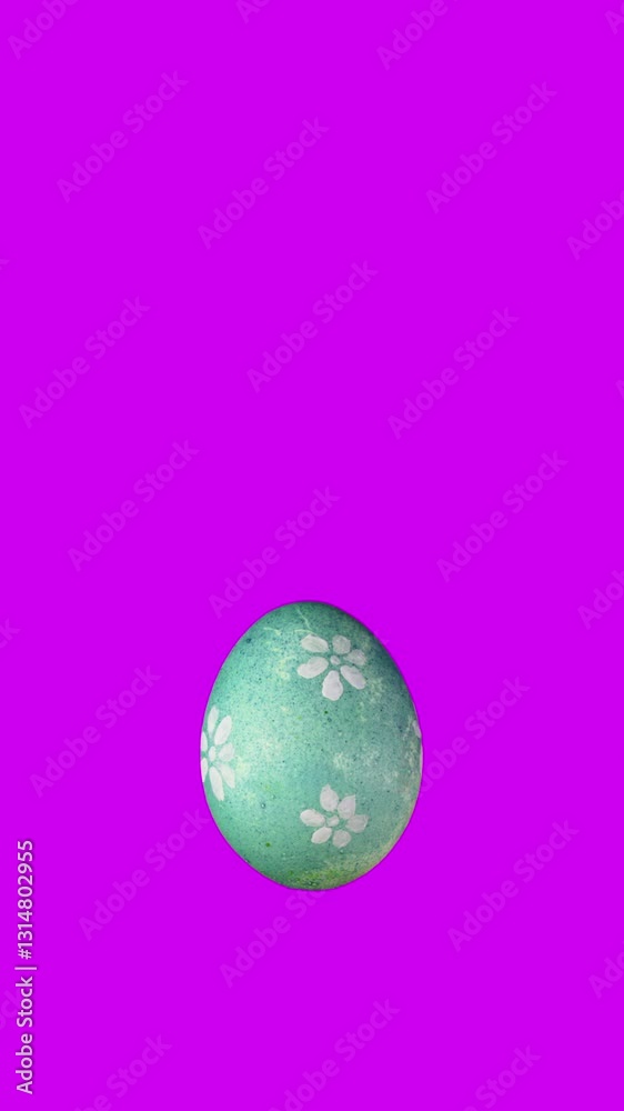 Easter Egg Bouncing Flowers Blue Green Painted Pattern Easter Egg Bouncing Flowers Blue Green Painted Pattern