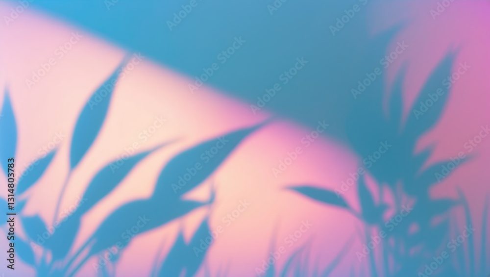 Naklejka premium Bright flare of light in double exposure over surface with shadow of growing grass.