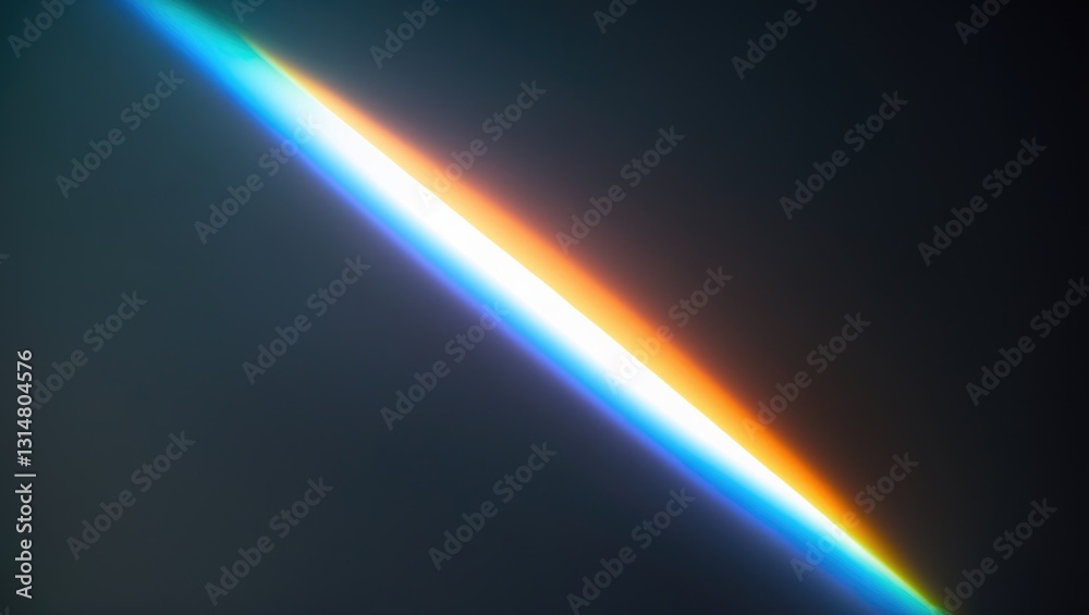 Fototapeta premium Prism Rainbow Light Flare Overlay on Dark Background