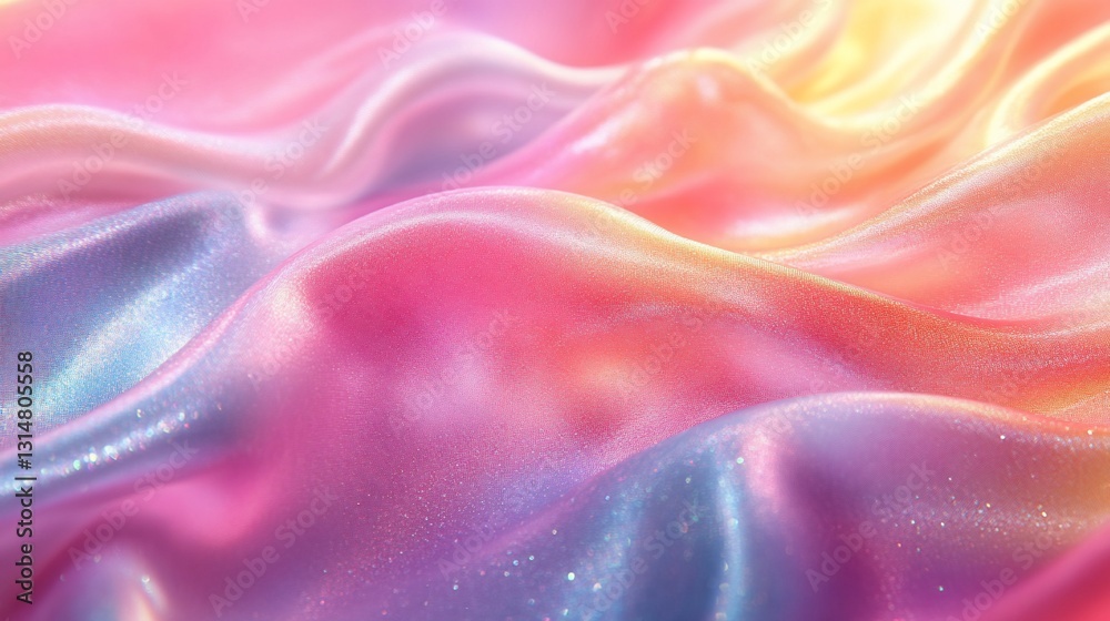 Fototapeta premium Pastel silk fabric waves, soft light, background texture, design