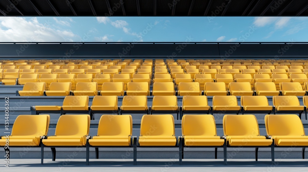 Fototapeta premium Empty Stadium Seats Under Sky