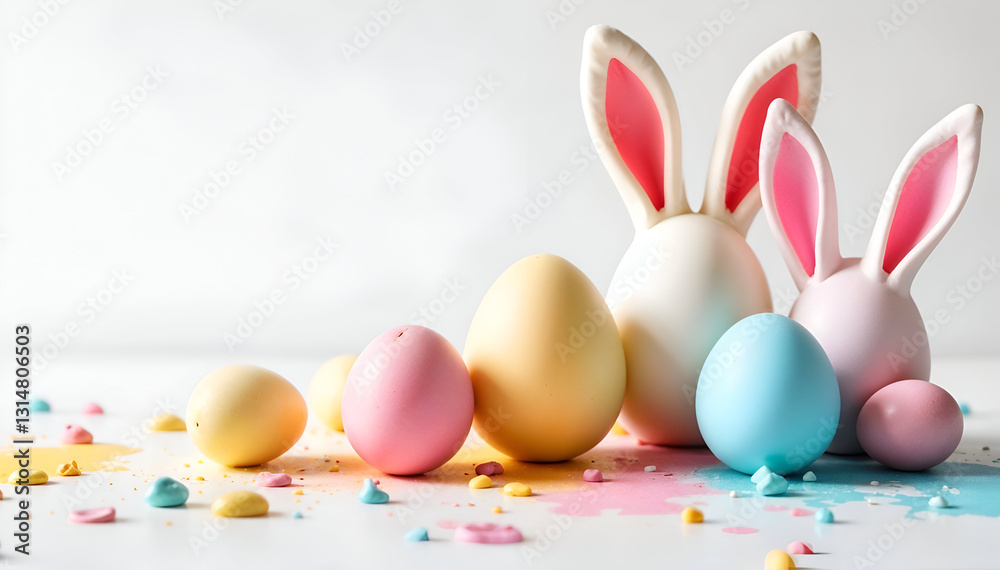Happy easter eggs and bunny Happy easter eggs and bunny