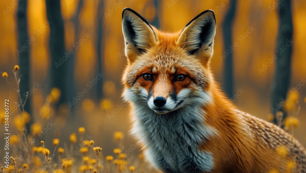 Obraz premium Portrait of wild steppe foxes.