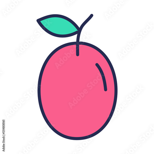 Jujube fruit icon over white background, color style, vector illustration