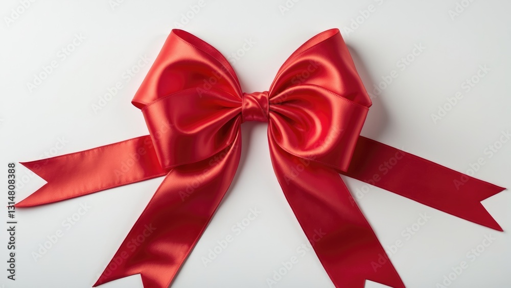 Satin ribbon bow in red, isolated on white. Satin ribbon bow in red, isolated on white.