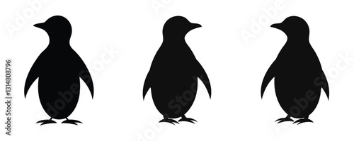 Here are 40 keywords for the title "Penguin Silhouette Set Vector Design