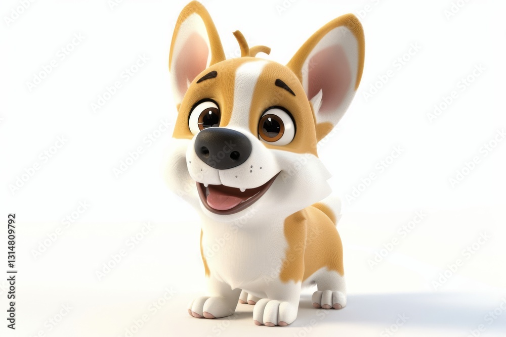 Fototapeta premium Cute cartoon corgi puppy smiling joyfully