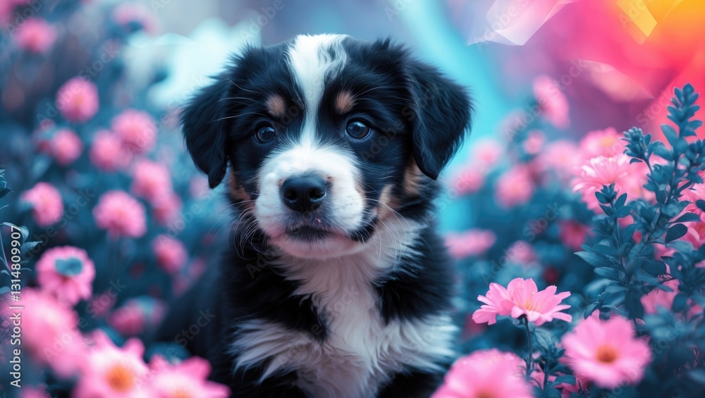 Obraz premium puppy with black and white coat