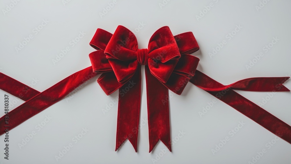 Red velvet ribbon and bow isolated on white. Decoration for wrapping. Red velvet ribbon and bow isolated on white. Decoration for wrapping.