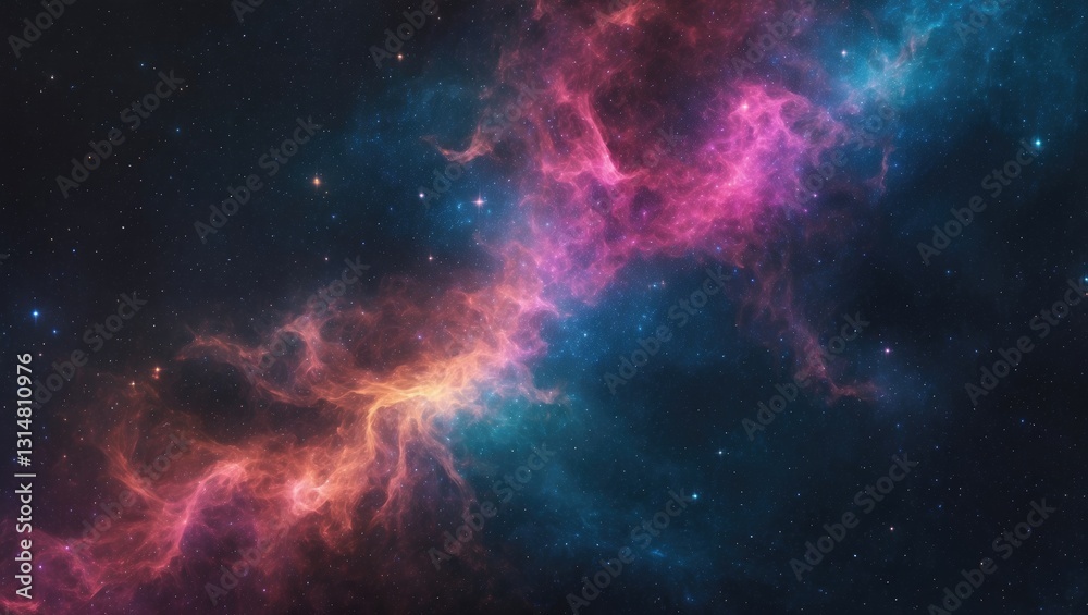 Fototapeta premium vibrant colors modern nebula set against a dark background, a shimmering mosaic. cosmos-patterned and sparkly