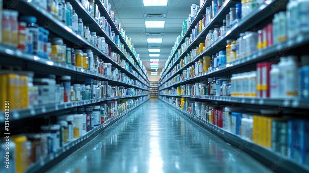 Pharmacy aisle filled with supplements Pharmacy aisle filled with supplements