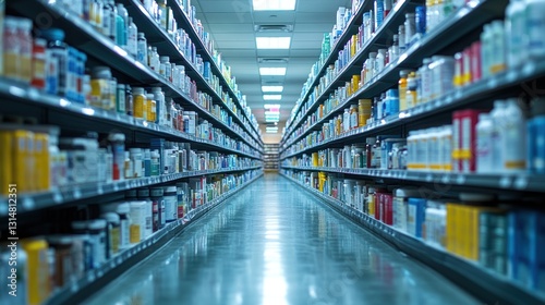 Pharmacy aisle filled with supplements
