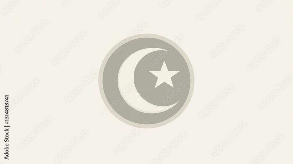 Crescent moon star symbol, neutral background, religious, website design Crescent moon star symbol, neutral background, religious, website design