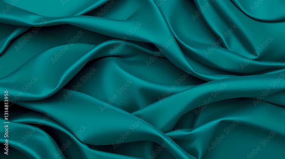 Obraz premium Emerald Fabric: A close-up shot of luxurious emerald-colored fabric with flowing folds and a lustrous sheen, exuding elegance and sophistication