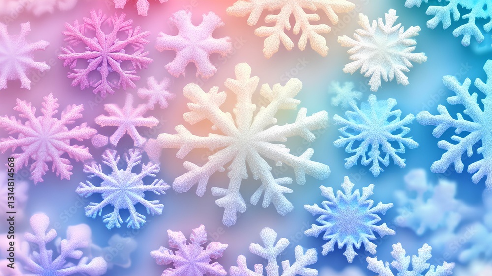 Colorful pastel snowflakes, a background for phone wallpaper