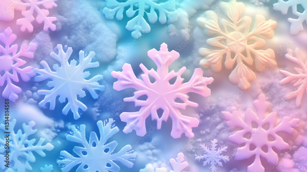 Colorful pastel snowflakes, a background for phone wallpaper