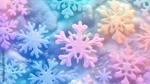 Obraz na płótnie Colorful pastel snowflakes, a background for phone wallpaper w salonie