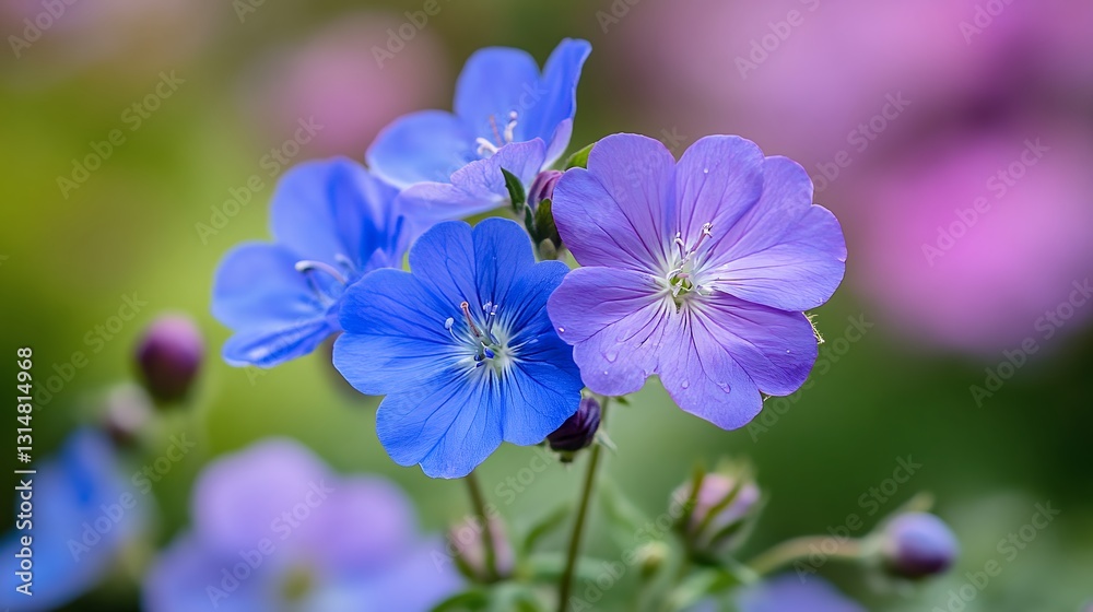 Closeup Cluster Of Vibrant Purple And Blue Flowers Closeup Cluster Of Vibrant Purple And Blue Flowers