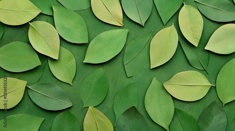 Obraz premium Closeup Green Leaf Pattern On Textured Surface