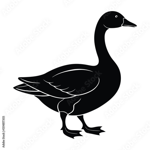 Goose Walking Forward with Slightly Bent Neck Silhouette