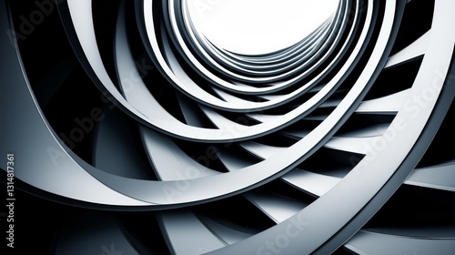 Wallpaper Mural Black and white spiral architecture with intricate curved layers creating a hypnotic abstract pattern symbolizing modern design, infinity, and architectural elegance Torontodigital.ca