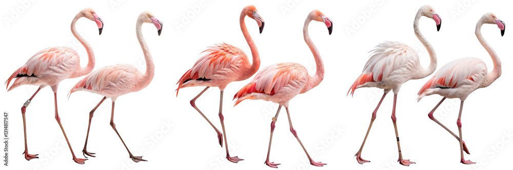 Set of beautiful Flamingos isolated on a transparent background Set of beautiful Flamingos isolated on a transparent background