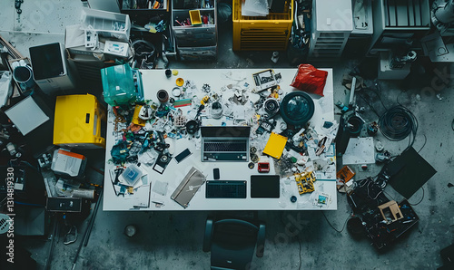 Organized Chaos in a Tech Workshop with Tools and Equipment