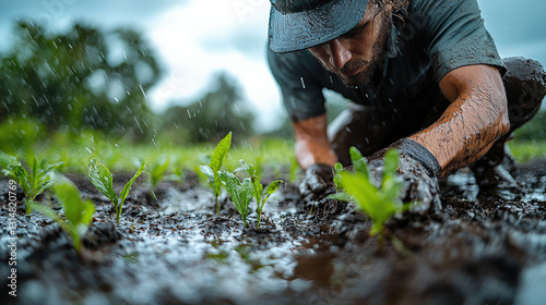 Planting new life a farmer cultivating crops in a fertile field outdoors close-up shot growth mindset