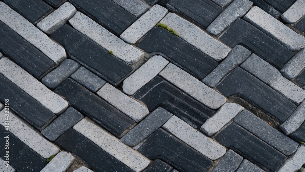 Surface paved with black road tiles. Aerial view. Surface paved with black road tiles. Aerial view.