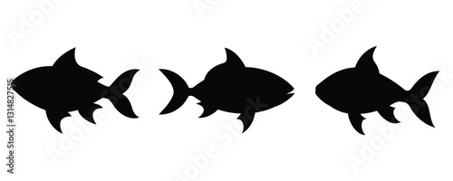 Here are 40 keywords for the title "Fish Silhouette Set Vector Design
