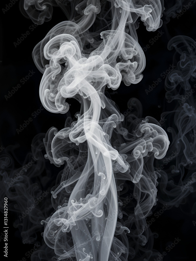 Fototapeta premium set of white smoke on black background