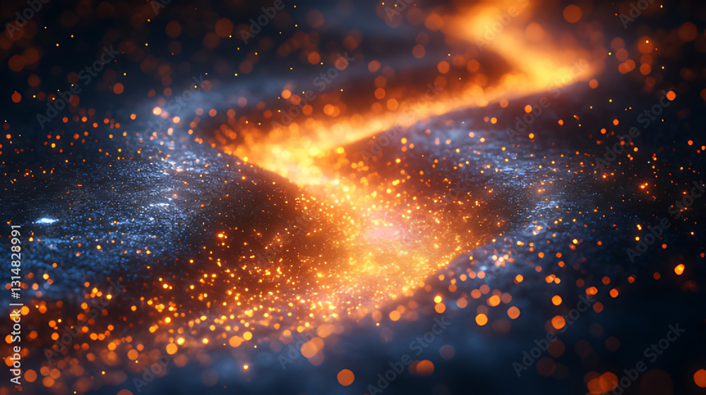 Fiery particles flowing, dark background, abstract energy, digital art, visual effects Fiery particles flowing, dark background, abstract energy, digital art, visual effects