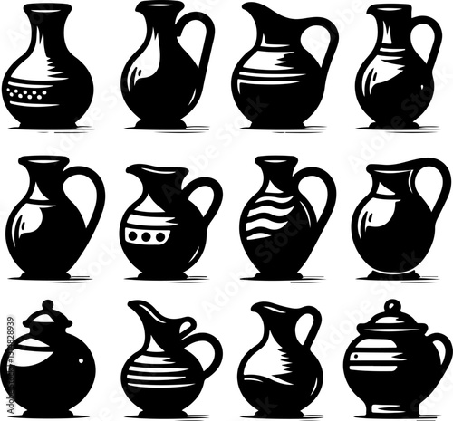 jug silhouette vector. pitcher isolated on white background.