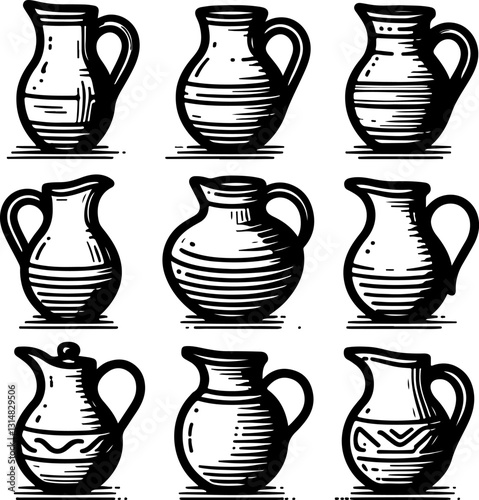 jug silhouette vector. pitcher isolated on white background.