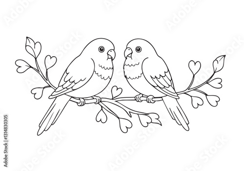 Charming Lovebird – Romantic Pencil Sketch