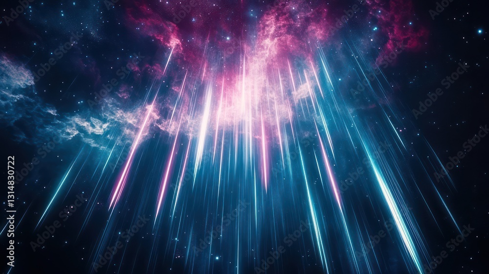 Obraz premium Cosmic Light Beams Through Nebula