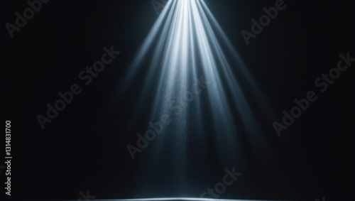 Spotlight on stage or divine rays isolated against a black backdrop.