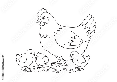 Mother Hen with Her Chick – Warm Pencil Sketch