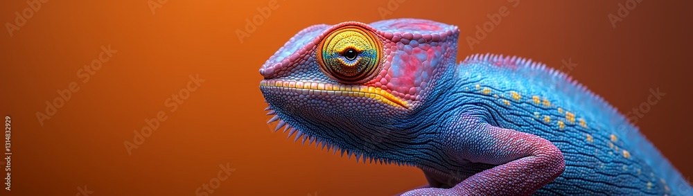 Fototapeta premium Vibrant Close-up of a Colorful Chameleon with Unique Textures