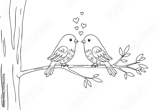 Charming Lovebird – Romantic Pencil Sketch