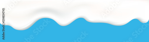 Yogurt wave realistic 3d texture, dripping cream.