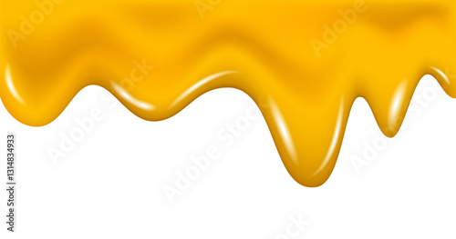 Vector melted bee honey background, melting cheese liquid border.