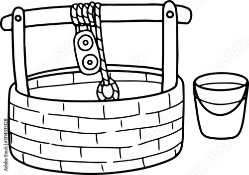 draw well farm doodle