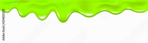 Green dripping slime texture, flowing paint, splash of juice.