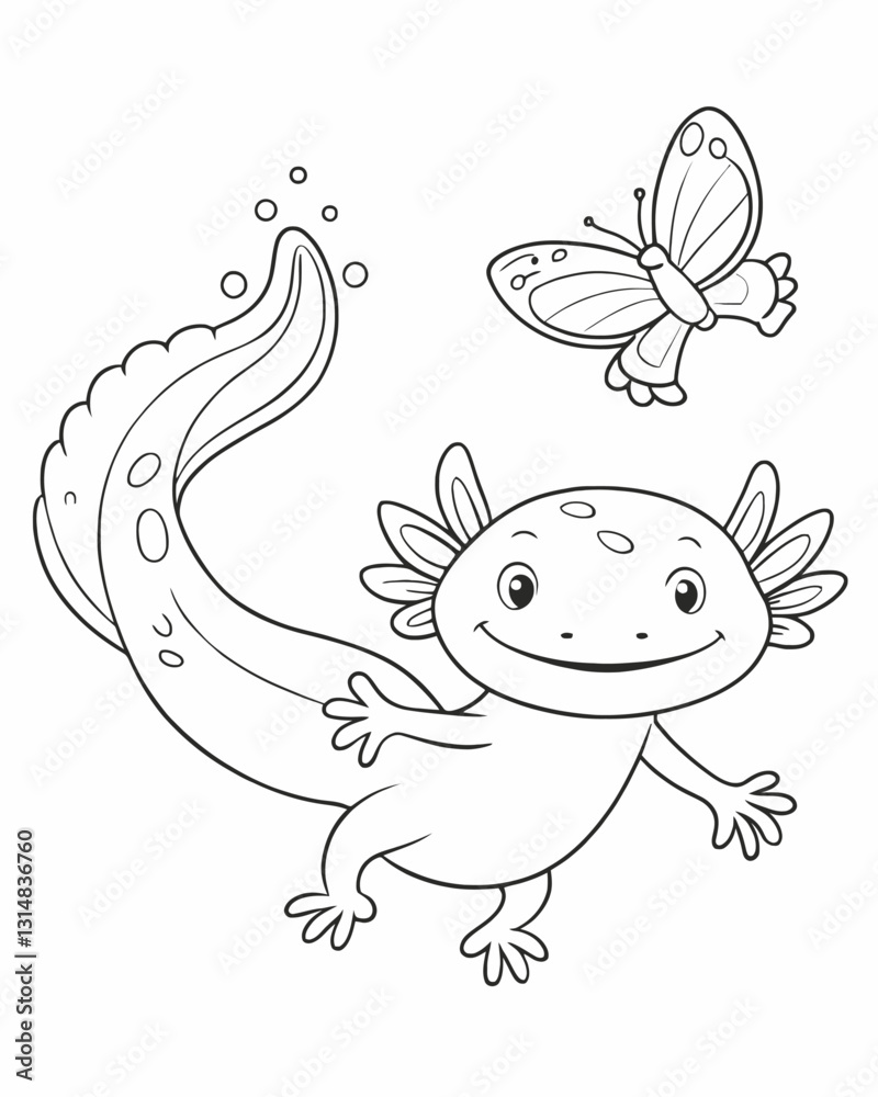 Fototapeta premium Axolotl coloring book far kids pages