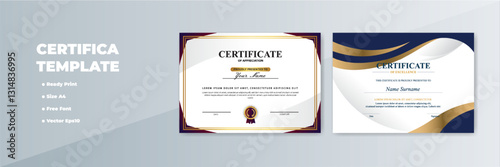 Elegant certificate templates, A4 size, ready print, gray background